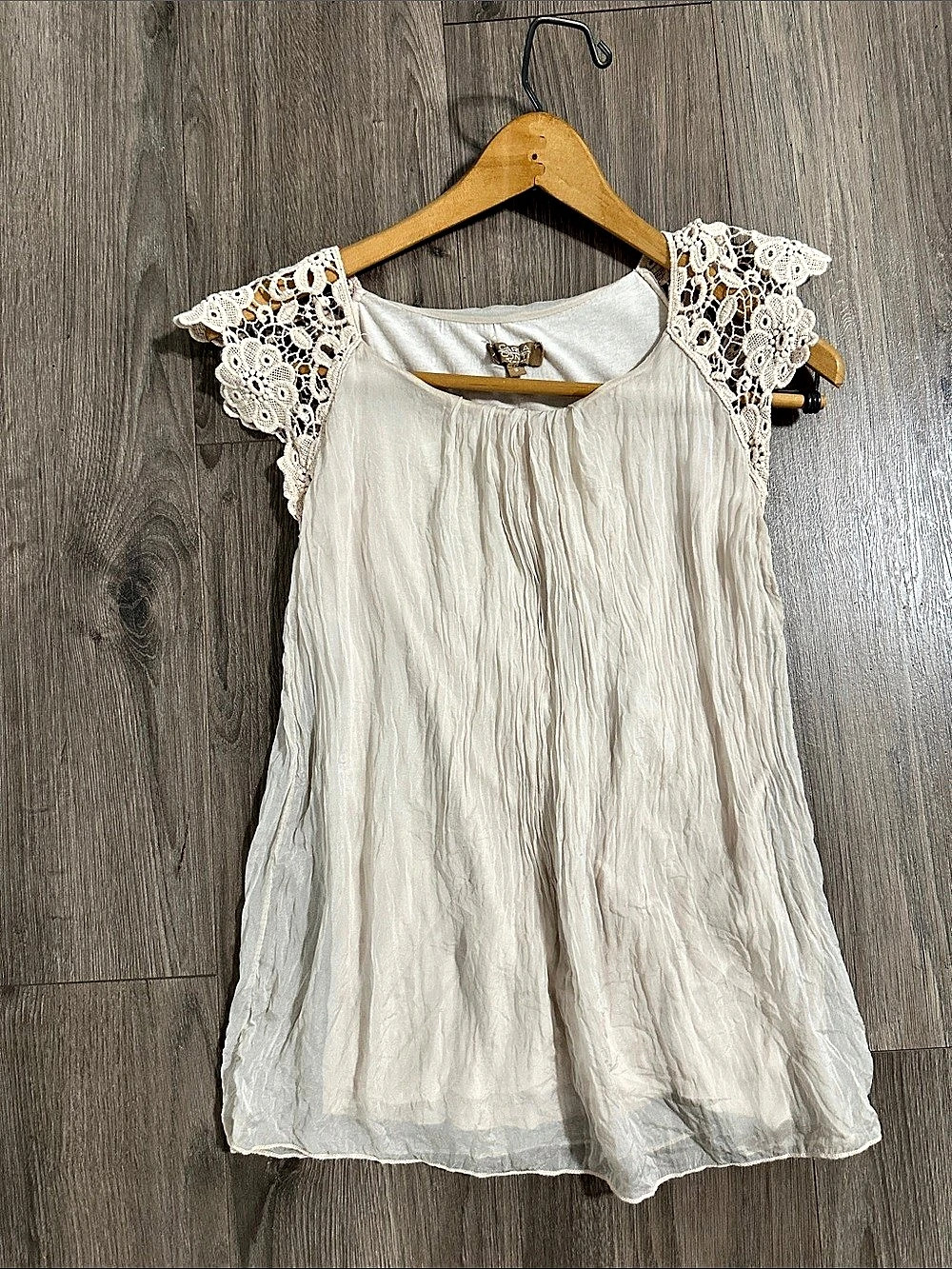 Carla Conti Silk Blend Lace Sleeve Blouse in Blush Pink Size Small